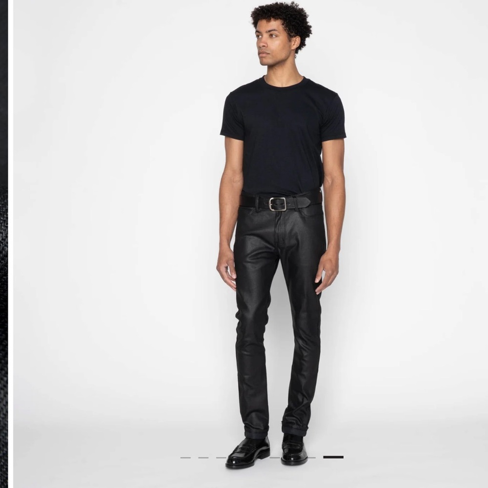Naked&Famous W28 STACKED GUY Wax Coated Black Stretch Japan Denim Canadian flaw